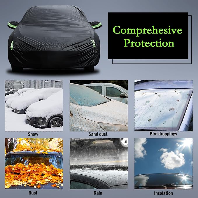 Car Cover Custom Fit for Toyota Camry 1996-2026, for Honda Accord 2001-2026, Waterproof All Weather for Automobiles Full Exterior Cover Rain Sun UV Protection with Door Zipper