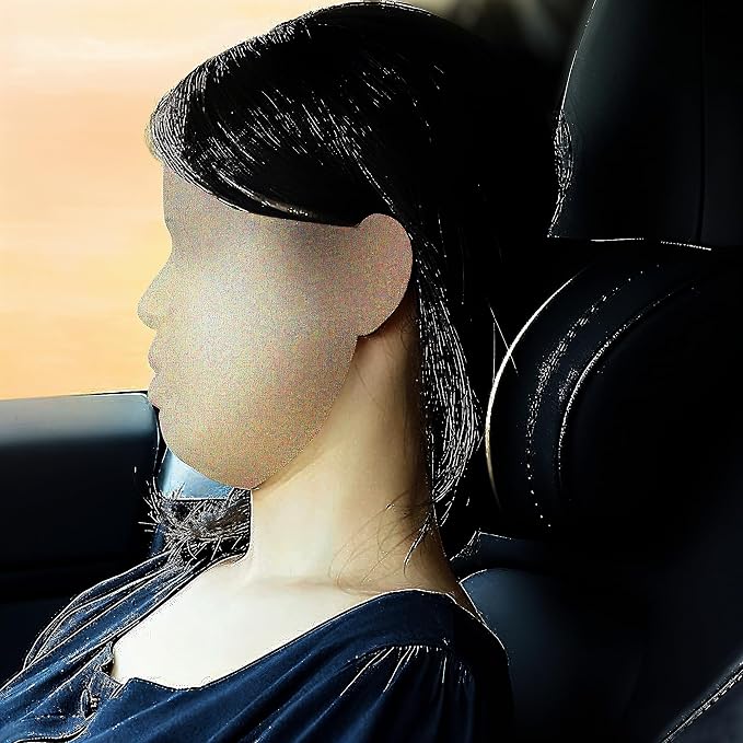 Car Headrest Neck Pillow Support Ergonomic, with Valve Stem Covers Accessory for Driving Seat Fatigue Relief Compatible with Model S X 3 Y & Cybertruck - 2 Pieces