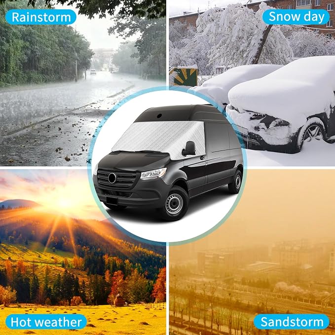 Windshield Sun Shade for Mercedes Sprinter 2019-2026, External 5-Layer Reflective Sunshade for 2019-2026 Mercedes-Benz Sprinter VS30