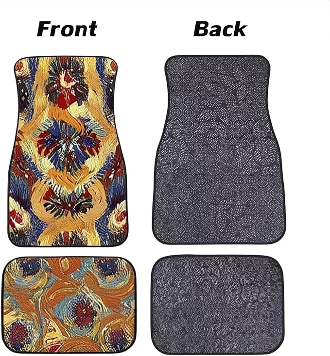 Car Floor Mats Non-Slip Automotive Floor Mats All-Weather Front Rear Car Floor Foot Mat Sets of 4 Pieces Foot Mats Rugs Carpet for Car Trucks SUV Sedans (Fangao-03)