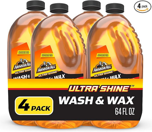 Armor All Ultra Shine Car Wash and Wax, Cleaning for Cars, Truck, Motorcycle, 64 Fl Oz, 4 Pack, 10346