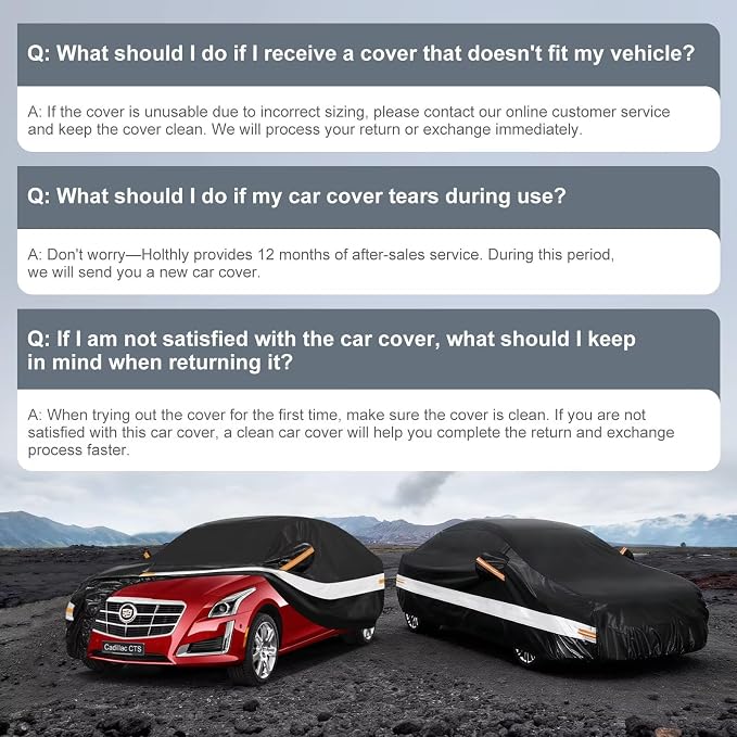 10 Layers Car Cover Custom Fit for Cadillac CTS CTS-V (2014-2019), Waterproof All Weather for Automobiles, Outdoor Full Cover Sun Dust Rain Protection with Cotton. Black