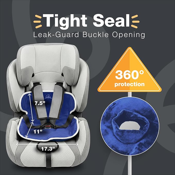 Bear and Care - Potty Training Car Seat Protector - Waterproof Car Seat Liner - Piddle Pads for Stroller, Toddlers & Baby Carseat - Travel-Friendly Washable Liner Mat for Spills Leak (Blue, Pack of 2)