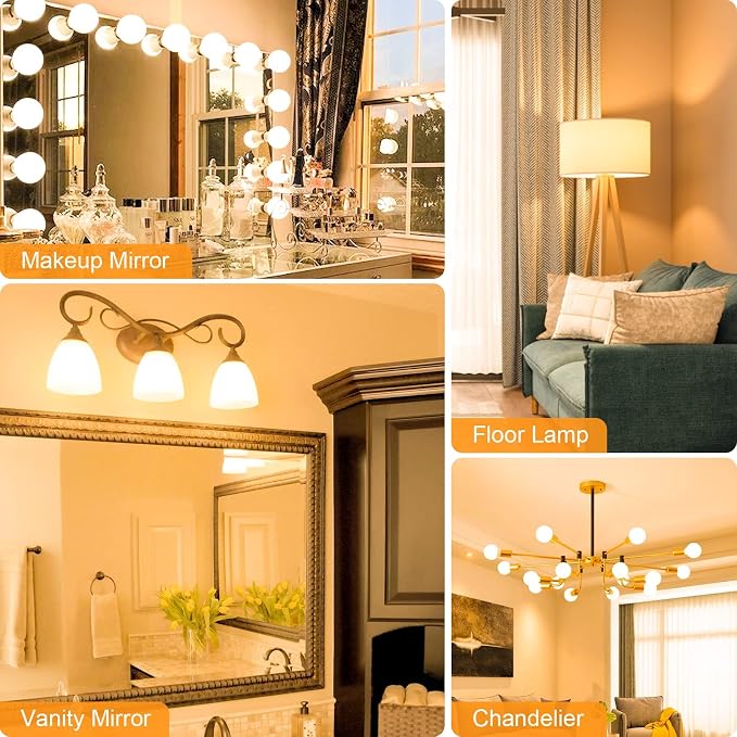 20 Pack E26 Base Bathroom Light Bulbs 3000K Soft White, G25 LED Globe Light Bulbs 60Watt Incandescent Equivalent, Round Light Bulb for Vanity Mirror, 5W, 500LM, Non-Dimmable
