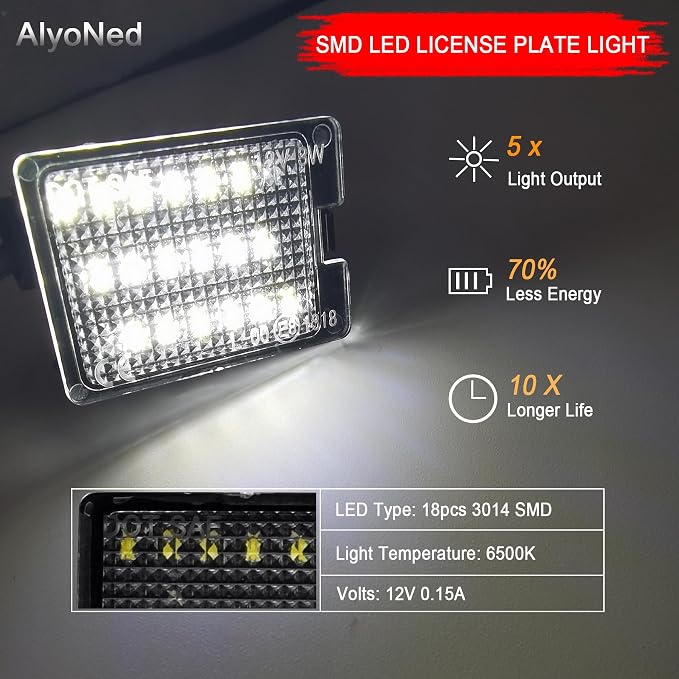 AlyoNed LED License Plate Lights Tag Lamp Assembly Compatible with Dodge Durango 2014-2022 Pickup Truck, Clear Lens 6500K White