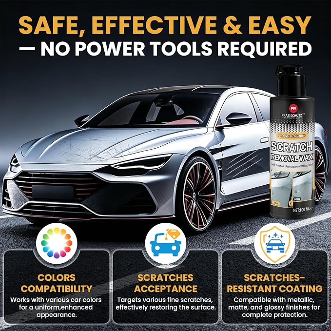 Car Scratch Remover - Wax & Polishing Compound for Paint Repair, Eliminate Swirls & Scratches, Restore Shine (100mL)