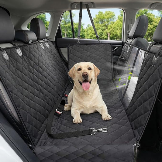 Victoper Dog Car Seat Cover, 600D Heavy Dute Car Seat Cover for Dogs Pets, 100% Waterproof Anti-Scratch Nonslip Dog Hammock for Cars, Seat Covers Protector with Seatbelt for Sedan SUV Truck XL Black