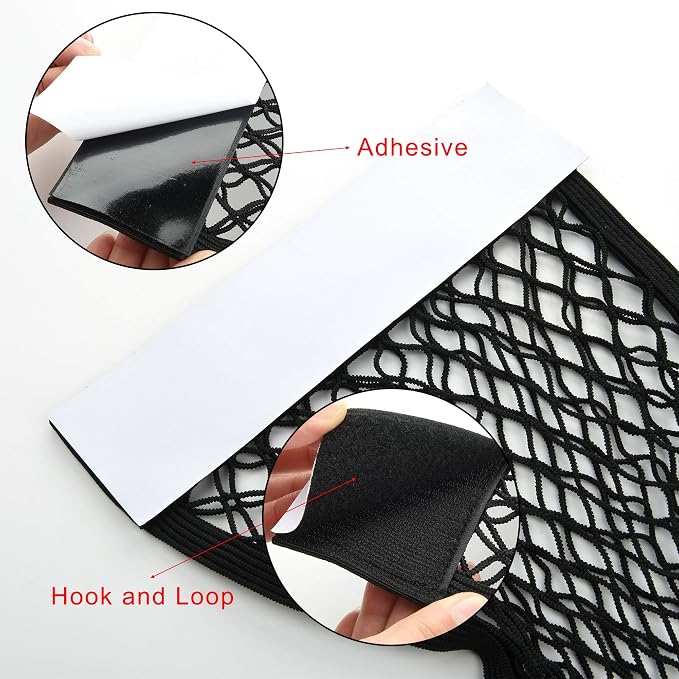 Cosmos Universal Mesh Cargo Net Wall Sticker Organizer Pouch Bag Storage Mesh Net for Car Trunk, Pack of 2 with Tape Stickers