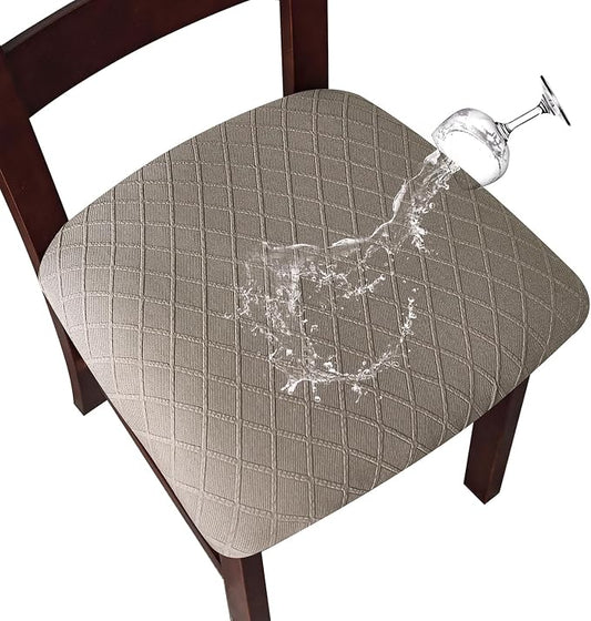 Genina Waterproof Seat Covers for Dining Room Chairs Covers Dining Chair Cover Kitchen Chair Covers (Taupe, 6 Pcs)
