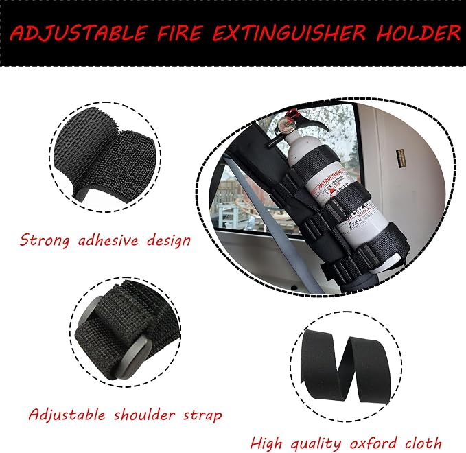 Fire Extinguisher Mount for Roll Bars - Roll Bar Fire Extinguisher Mount, Adjustable Car Trunk Fire Extinguisher Holder for Jeep Wrangler CJ YJ LJ TJ JK JKU JL JLU