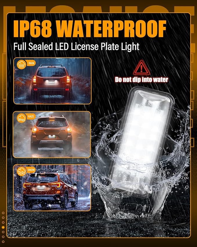 LESAUCE LED License Plate Light For Subaru Impreza WRX STI XV Crosstrek BRZ Legacy Forester Scion FR-S Toyota 86, 6000K White LED Tag Lights, IP68 Waterprooof, 2PCS