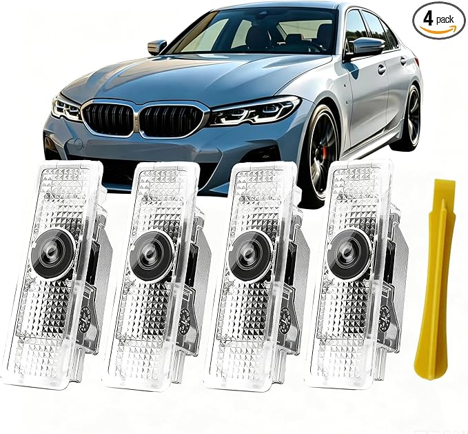 4pcs Car Door Lights Logo Projector,Upgrade HD LED Car Welcome Lights Compatible with1/3/4/5/6/7/x1/x2/x3/x4/x5/x6/x7/M/Series Accessories,Dual Plug Puddle Lights Ghost Shadow Light