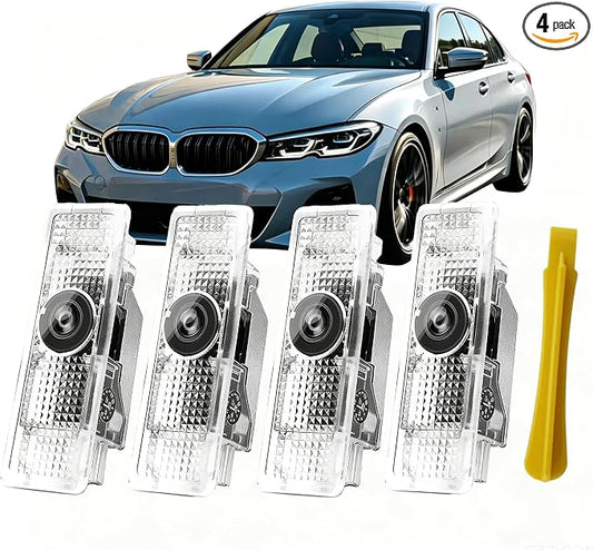 4pcs Car Door Lights Logo Projector,Upgrade HD LED Car Welcome Lights Compatible with1/3/4/5/6/7/x1/x2/x3/x4/x5/x6/x7/M/Series Accessories,Dual Plug Puddle Lights Ghost Shadow Light