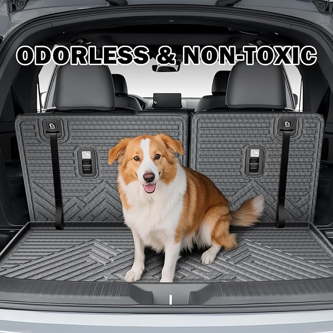 KUST Floor Mats for 2023-2026 Honda Pilot Accessories | Front Rear Floor Liners, Cargo Trunk Mat, Backrest Mat, Door Sill Protectors, TPE Rubber, Raised Edge, Extra Heel Pad Plate