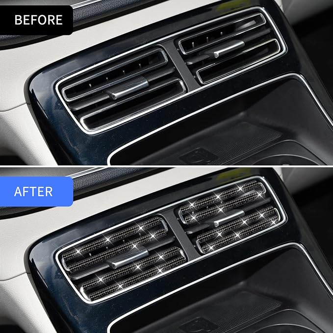 Rhinestone Car Vent Outlet Trim,10Pcs Bling Air Vent Decoration Strip Black | Luxury Bling Car Accessories for Women Girls, Shiny Crystal Rhinestone Strip, Decorate Auto Air Conditioner Vent Outlet