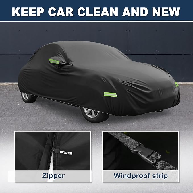 ACROPIX Car Cover Waterproof All Weather Full Exterior Cover Rain Hail Sun Protector Car Cover Black Fit for Volkswagen Beetle Bug-Sedan 2DR 1960-1980 with Door Zipper - Pack of 1