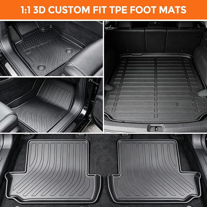Floor Mats for Chevrolet Chevy Camaro 2016-2024 (Not for Convertible) | Heavy Duty TPE All Weather Protection, Waterproof Non-Slip Black Car Liners (Two-Row Floor Mats & Cargo Liner)