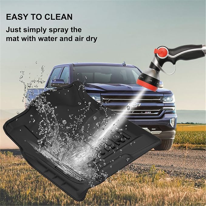 Kiwi Master Floor Mats for 2014-2018 Chevy Silverado/GMC Sierra Crew Cab | 1500/2500/3500 HD, Custom Fit All Weather Car Mats, Heavy Duty TPE Floor Liners, Front & Rear 2 Row Set, Black