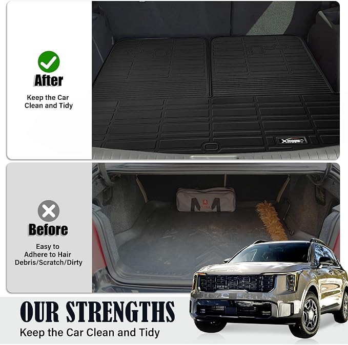 Kia Trunk & Backrest Mat 2021-2025 - All Weather TPE Cargo Liner Protector, 3rd Row Back Seat Cover Accessories | All Weather TPE Protector Back Seat Cover 3rd Row for 2021-2025 Kia Sorento Accessories