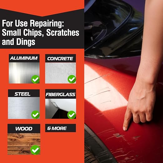 Evercoat Body Shop 105069 UV Cured Putty Ultra Fast Cure, Repairs Small Chips, Dings & Scratches on Cars & More, No Mixing, UV Light Included