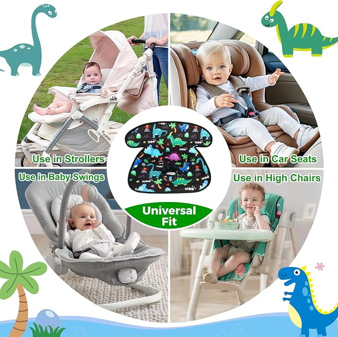 2 Pack Car Seat Potty Training Protector – Waterproof Leak-Proof Liner with Non-Slip Backing + 2 Strap Covers, Quick-Dry Piddle Pad for Baby Toddler, Machine Washable Universal Fit - Black