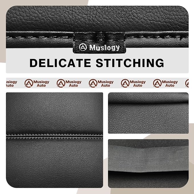 Muslogy Center Console Armrest Cover Fit for Ford F250 F350 F450 2023-2025 2026 Super Duty Accessories, Comfort Armrest Pad Console Lid Cushion Vegan Leather Regular Thick(Bucket Seat ONLY)
