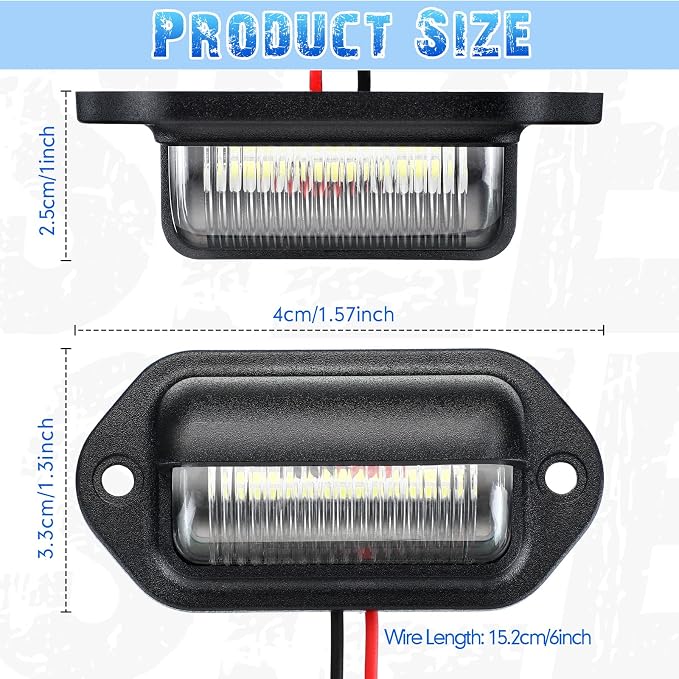 Mudder 16 Packs LED License Plate Light 12V-24V DC Waterproof License Plate 6-SMD Lamp Taillight Tag Lights for Trailer Truck SUV VAN RV Trucks and Boats