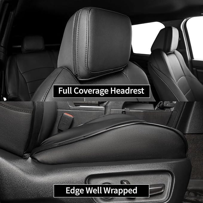 EKR Car Seat Covers Custom Fit for Toyota 4Runner(7 Seats) Full Set | for Toyota 4 Runner 2025-2026 Seat Covers for SUV,Full Wrap,Airbag Compatible,Waterproof Pet-resistant,Faux Leather(Black)