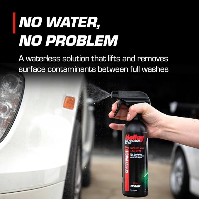 Holley Speed Wash - Waterless Wash & Wax Spray - High-Performance Car Care, Exterior Cleaning Solution with Carnauba Wax - Works on All Surfaces, for All Car Types - 16 oz. (2 pack)