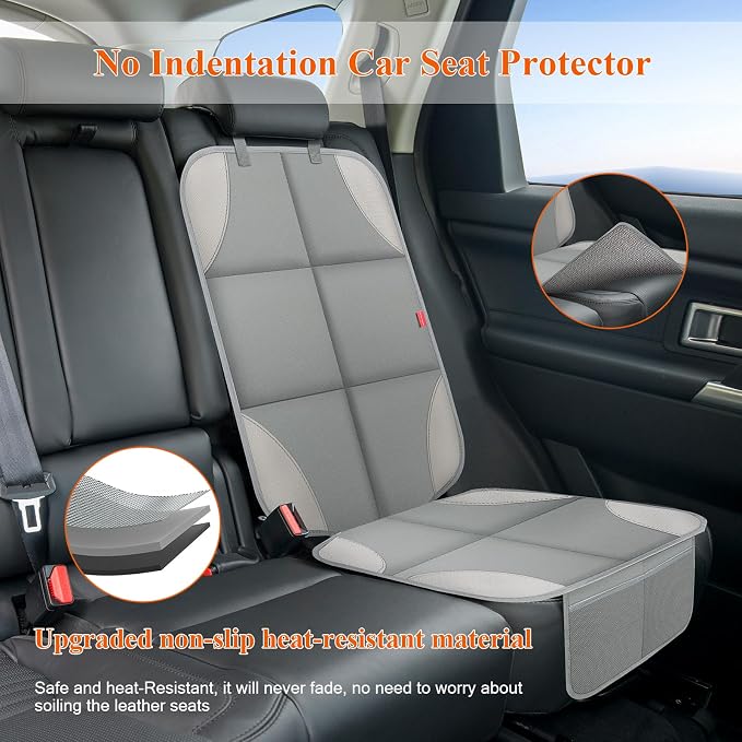 Car Seat Protector for Child Car Seat, 600D Fabric Safe Car Seat Cover with Non-Slip Backing, Waterproof Carseat Seat Protectors under Baby Car Seat with Thick Padding for Car Back Front Seat, 2 Pack