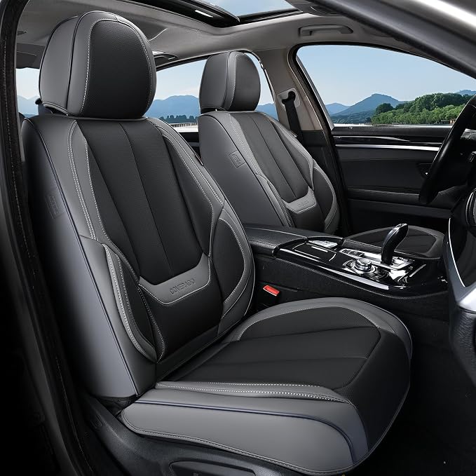 Coverado Car Seat Covers, Seat Covers for Cars, Waterproof Leather Auto Seat Protectors, Leather Car Seat Cushion, Car Interiors Accessories Universal Fit for Most Cars