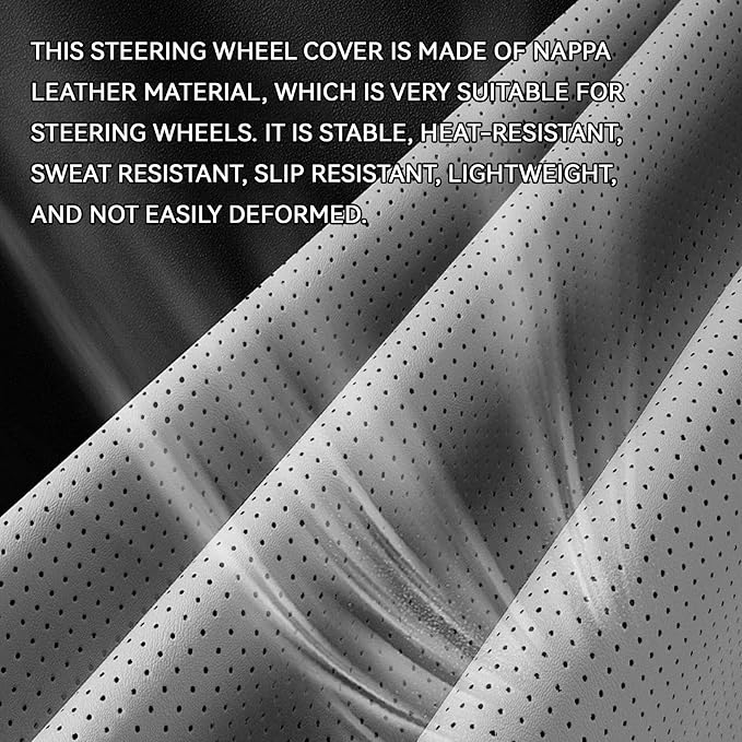 2-Piece Steering Wheel Cover, Carbon Fiber Segmented Steering Wheel Protector, Universal and Anti-Slip Durable Car Leather Protective Cover, Car Interior Accessories for Women and Men (White)