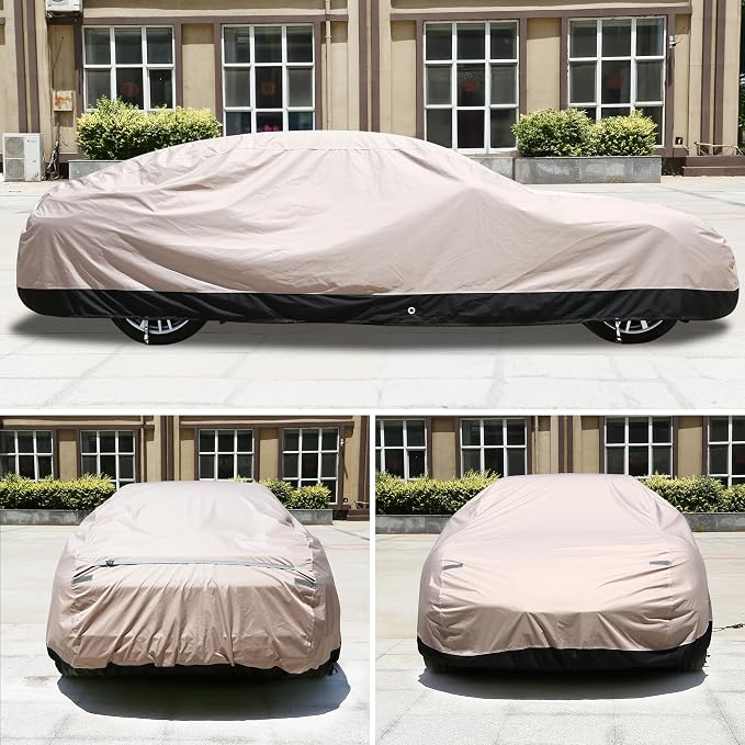 Car Cover Waterproof All Weather for Coupe Sports Sedan, Outdoor Oxford Heavy Duty Car Cover with Lock, Rain Snow Sun Protection Full Exterior Car Covers Universal Fit for Coupe (173"-182")