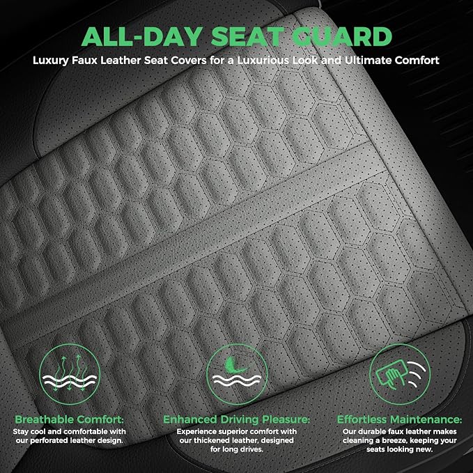 Custom Seat Covers for 2019-2026 Silverado/Sierra 1500 Crew Cab | Fits 2500/3500HD 2020-2026, Jump Seat Cover(armrest storage only), Faux leather, Waterproof, Scratch-resistant, Easy-clean