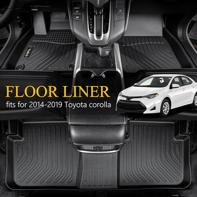 Wailtnb-Floor Mats & Cargo Liner for Toyota Corolla 2014-2019 (Only Sedan Model) Waterproof Durable Easy to Clean All Weather Car Mat Custom Fit Corolla Accessories Black