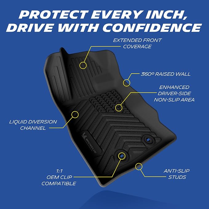 Michelin Vehicle Mats, All-Weather TPE Custom Fit Liner for 2024-2026 Subaru Crosstrek/Subaru Impreza (3 Piece A), Premier