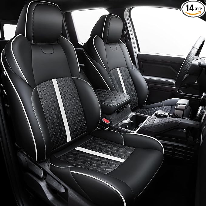 Leather Seat Covers Custom Fit for Tacoma Gen 4th (2024-2026) Double Cab | Custom Fit for SR, SR5, TRD PreRunner, TRD Sport, TRD Off-Road, Limited, Trailhunter - Fully Covered - Fit Like a Glove