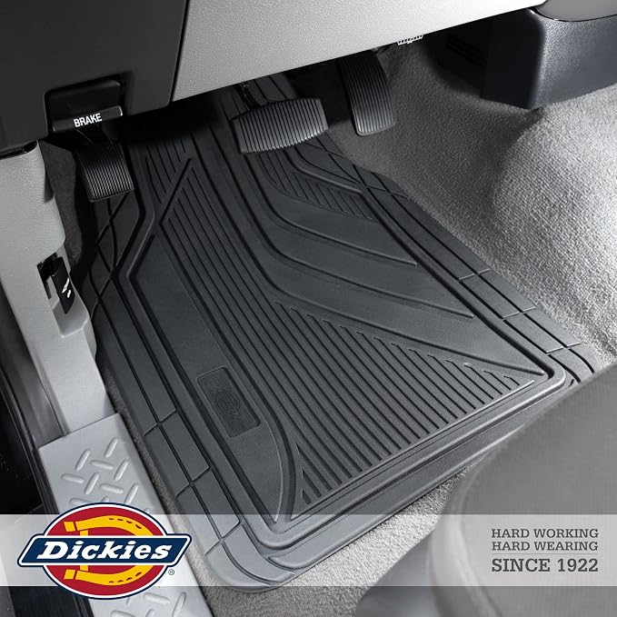 Dickies 4-Piece All-Weather Floor Mats, Trim-to-Fit Mats for Cars, Trucks, SUVs — Black
