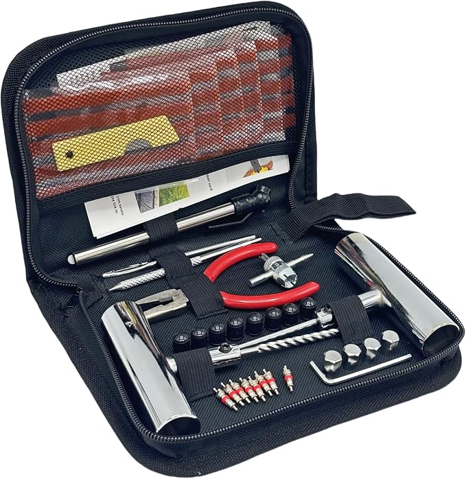 61Pcs Tire Repair Kit, Wheels Quick Seal, Universal Tire Repair Tools for Tire Repair for Car Truck Tractor Trailer Motorcycle