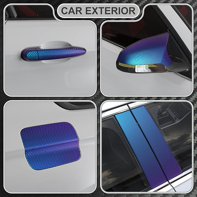 Lypumso 3D Chameleon Blue to Purple Carbon Fiber Vinyl Wraps, Auto Self-adhesive film rolls for DIY Use, Stickers for car Interior and Exterior Color Change Decoration with No Bubble Release 1ft x 5ft