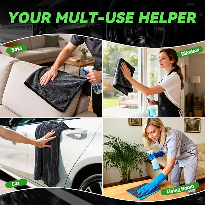 SMINDER 2-Pack Microfiber Towels for Cars 36"x24", Extra Large Ultra Absorbent Car Wash Drying Towels Detailing Supplies for SUVs and Trucks, No Streaks, Spots or Scratches