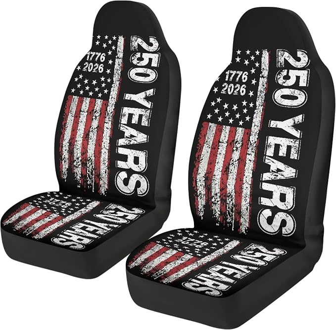 USA 250th Anniversary Car Seat Covers 2 Pcs Patriotic Car Seat Cover Removable Automotive Accessories Universal Fit for Most Cars SUVs and Sedans