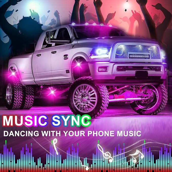 8 Pods Rock Lights, RGB LED Rock Lights APP Control Music Mode Multilcolor Waterproof Underglow kit for Trucks Car ATV UTV RZR SUV
