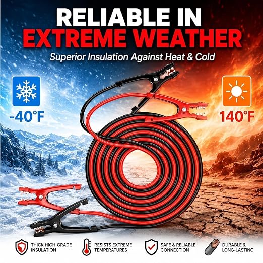 Jumper Cables for Car,8 Gauge 12 Feet Heavy Duty Booster Cable,Quick Connect Automotive Wires with Alligator Clamps,Carrying Bag for Cars Trucks