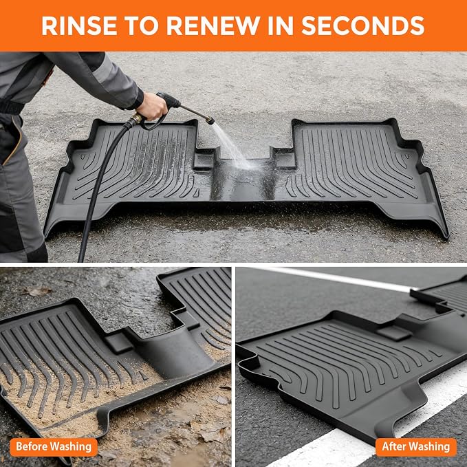 Floor Mats for Ford Escape 2013-2019 and for Ford C-max 2013-2018 | Custom Fit Heavy Duty TPE All Weather Protection, Waterproof Non-Slip Black Car Liners for Front & Rear (Two-Row Floor Mats)
