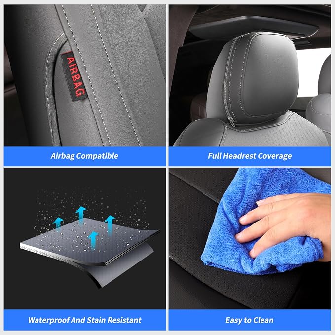 coverdream Sienna Seat Covers Custom Fit for 2021-2026 Toyota Sienna LE/XLE (8-Passenger),2nd Row Bench w/Removable Middle Seat,Fully Covered,Waterproof Leather Car Seat Protector (Full Set,Gray)