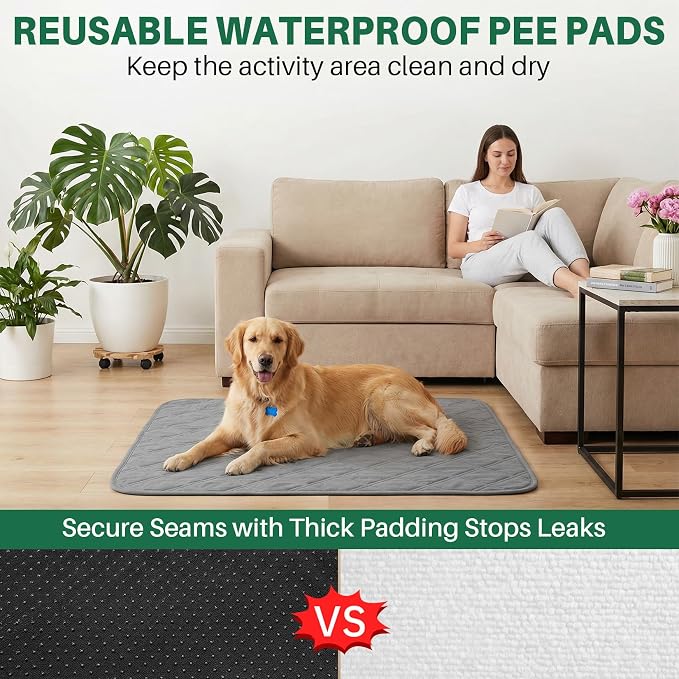4 Pack Waterproof Chair Pads for Incontinence - Waterproof Seat Protector Pads 22" X 21", Resuable Washable Non-Slip Absorbent Chair Seat - Absorbent for Bed, Seat, Car, Wheelchair & Recliner（Gray）