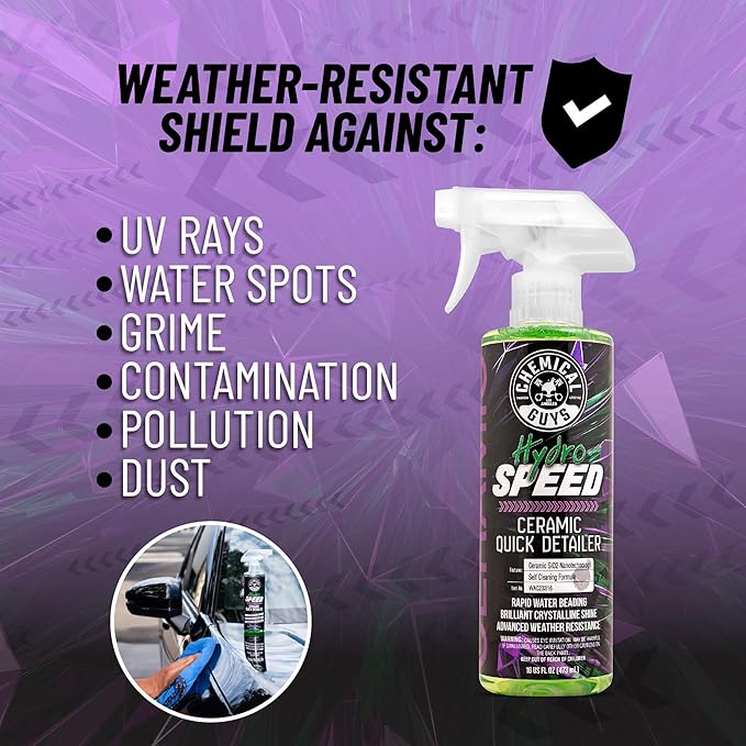 Chemical Guys, HydroSpeed Ceramic Quick Detailer Spray, Gloss, 1 Gallon | Ceramic polymers boost gloss, slickness and water beading, tops up coatings and wax on paint, glass and wheels