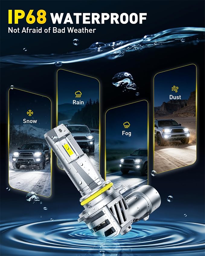 AUXITO 9005 9006 Bulbs, 1100% 150,000LM Brighter 6500K White Illumination, Factory Halogen Size Match, Simple Plug and Play, 99% Vehicle Compatible, Pack of 4