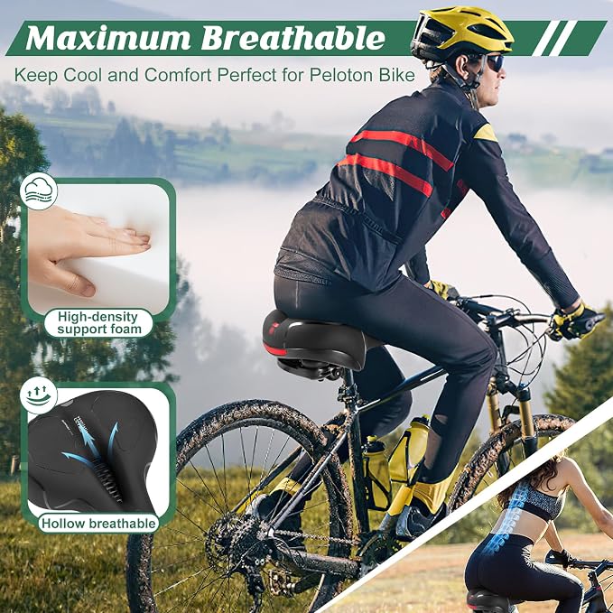 Comfortable Seat Cushion for Men Women with Dual Shock Absorbing Ball Memory Foam Waterproof Wide Bicycle Saddle Fit for Road Bikes